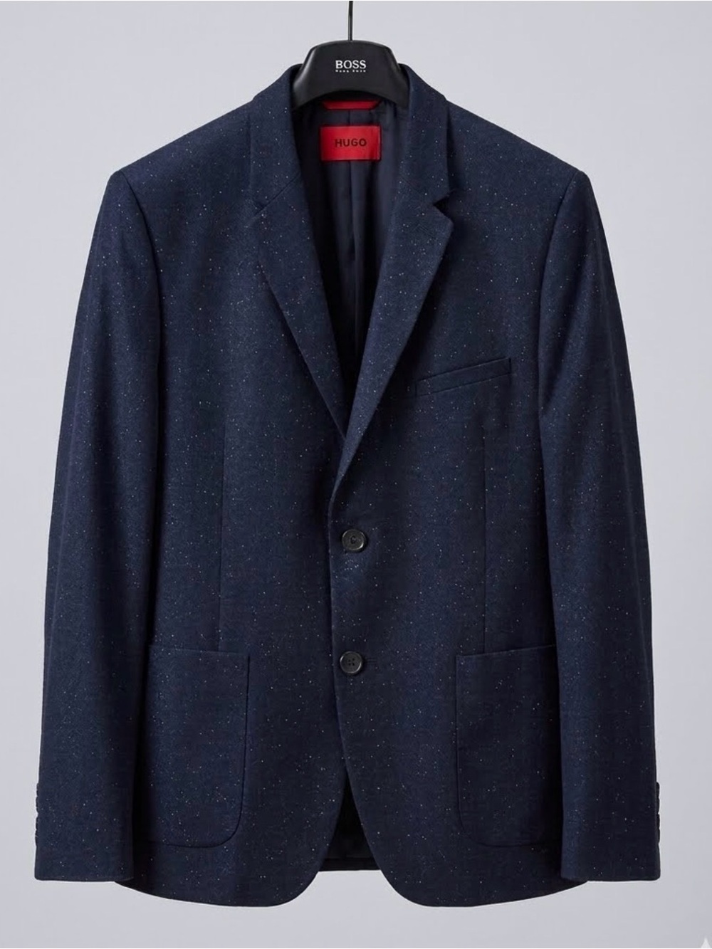HUGO BOSS Red Label Men’s 42R Slim Fit Textured Wool-Blend Blazer - Navy Blue